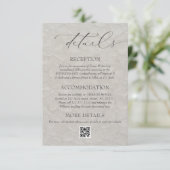 Neutraal Elegant Wedding QR Details Informatiekaartje (Staand voorkant)