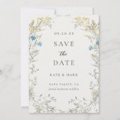 Neutraal Elegant Wildflower Fotobruiloft Save The Date (Voorkant)