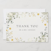 Neutraal Elegant Wildflower Wedding Bedankkaart (Voorkant)