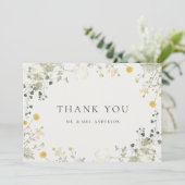 Neutraal Elegant Wildflower Wedding Bedankkaart (Staand voorkant)