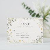 Neutraal Elegant Wildflower Wedding RSVP Kaartje (Staand voorkant)