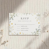 Neutraal Elegant Wildflower Wedding RSVP Kaartje