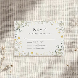 Neutraal Elegant Wildflower Wedding RSVP Kaartje