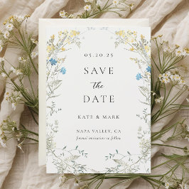 Neutraal Elegant Wildflower Wedding Save The Date