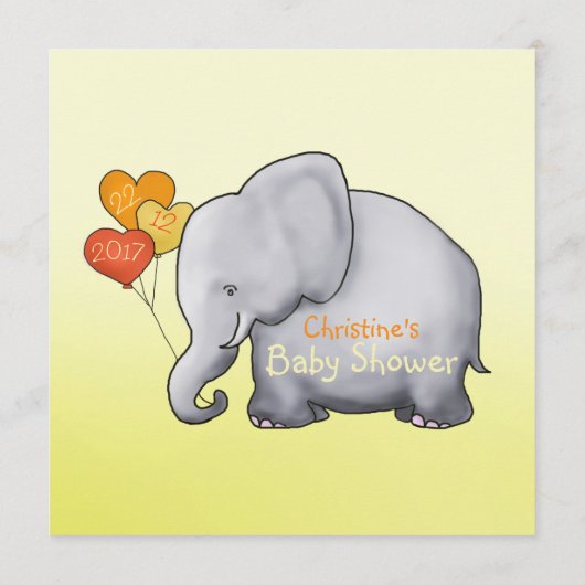 Neutraal Elephant Baby shower Advies voor Baby (Achterkant)