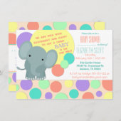 Neutraal Elephant Baby shower Uitnodiging (Voorkant / Achterkant)