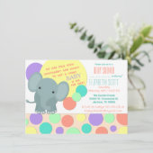 Neutraal Elephant Baby shower Uitnodiging (Staand voorkant)