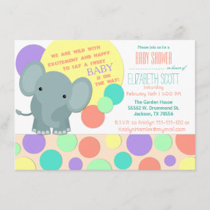 Neutraal Elephant Baby shower Uitnodiging