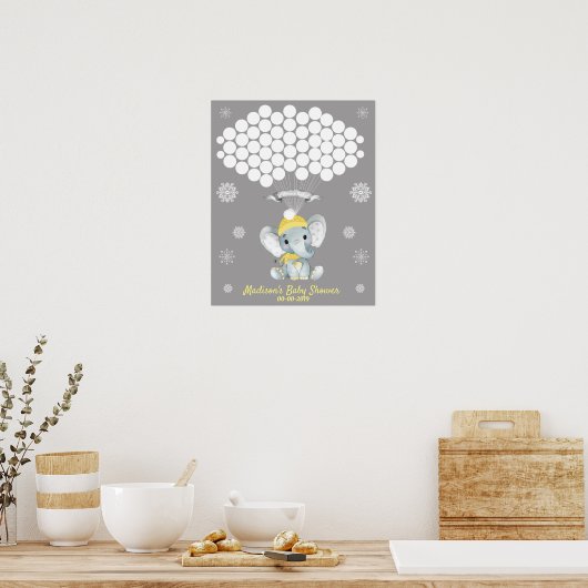 Neutraal Elephant Guest BookAlternative Rustic Poster (Keuken)