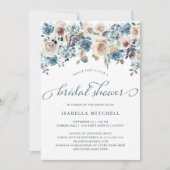 Neutraal en blauw bloemen | Vrijgezellenfeest Kaart (Voorkant)