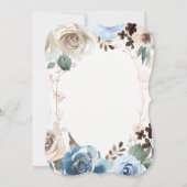 Neutraal en Blauw Floral | Faux Roos Gold Wedding Kaart (Achterkant)