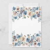 Neutraal en Blauw Floral | Jongen- of meisjesbapti Kaart (Achterkant)