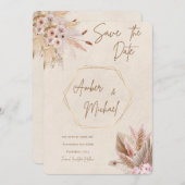 Neutraal en Bloemen Save the Date Uitnodigingen (Voorkant / Achterkant)