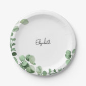 Neutraal Eucalyptus gepersonaliseerd douchepapier  Papieren Bordje (Voorkant)