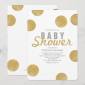 Neutraal Faux Gold Glitter White Baby shower Invit Kaart (Voorkant / Achterkant)