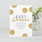 Neutraal Faux Gold Glitter White Baby shower Invit Kaart (Staand voorkant)