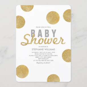 Neutraal Faux Gold Glitter White Baby shower Invit Kaart