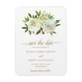 Neutraal Floral White Ivory Gold Save the Date Magneet (Verticaal)