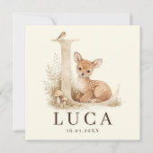 Neutraal geboortekaartje hertje monogram L  Kaart (Voorkant)
