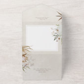 Neutraal Gedroogd Boho Bloemen Lijst Cream Diner All In One Uitnodiging (Buitenkant)