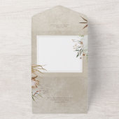 Neutraal Gedroogd Boho Bloemen Lijst Salie Diner All In One Uitnodiging (Buitenkant)