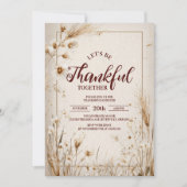 Neutraal gedroogde Wildflower Thanksgiving Diner Kaart (Voorkant)