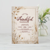 Neutraal gedroogde Wildflower Thanksgiving Diner Kaart (Staand voorkant)