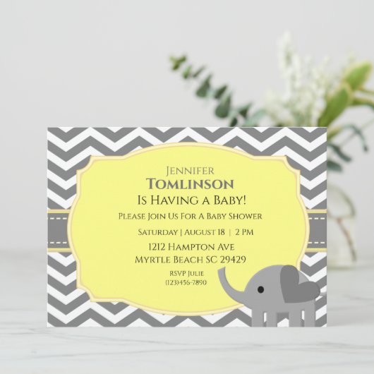 Neutraal Geel en Geel Baby shower Uitnodiging (Staand voorkant)