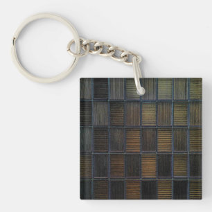 Neutraal gekleurd blok corduroy-look sleutelhanger