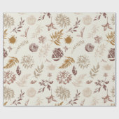 Neutraal gekleurd Floral Print Pattern Wrapping Pa Cadeaupapier (Vlak)