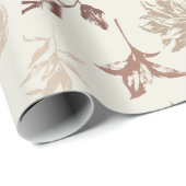 Neutraal gekleurd Floral Print Pattern Wrapping Pa Cadeaupapier (Rol Hoek)