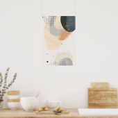 Neutraal gekleurde vormen met puntpatronen poster (Keuken)