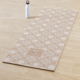 Neutraal geometrisch batikpatroon monogram yogamat