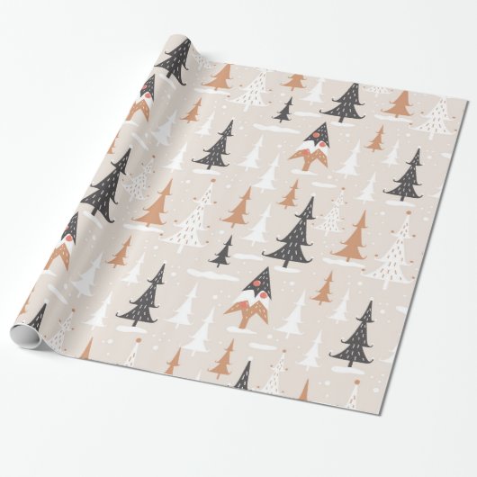  neutraal geometrisch kerstboompapier cadeaupapier (Uitgerold)