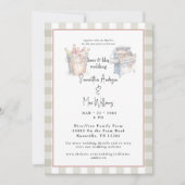 Neutraal geruit bier & BBQ bruiloft uitnodiging (Voorkant)