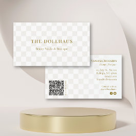 Neutraal geruite QR-code Moderne sociale media Visitekaartje