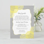 Neutraal Geslacht Baby Sprinkle invite, geel grijs Kaart (Staand voorkant)