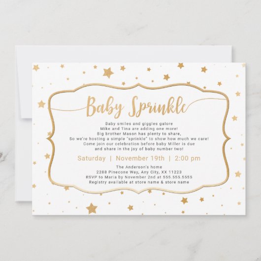 Neutraal Geslacht Baby Sprinkle - witte gouden ste Kaart (Voorkant)
