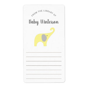 Neutraal Geslacht Olifant boek baby shower Etiket