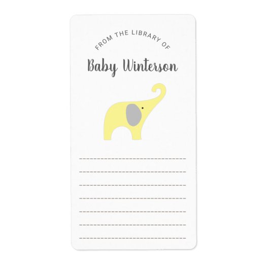 Neutraal Geslacht Olifant boek baby shower Etiket (Voorkant)