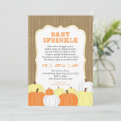 Neutraal Geslacht Pompoen baby strooi uitnodiging (Staand voorkant)
