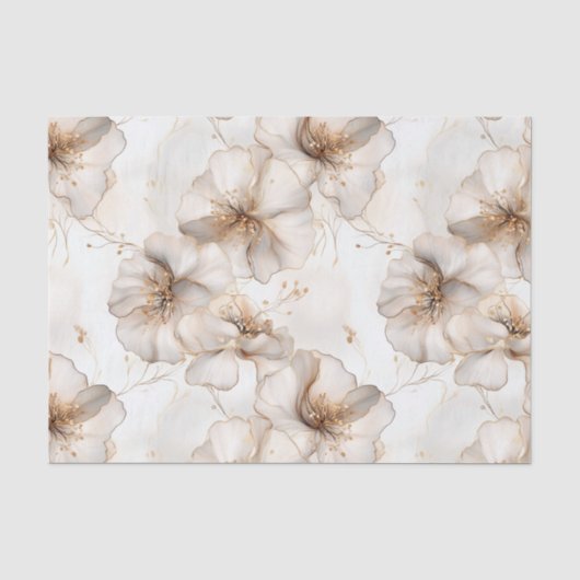 Neutraal getinte bloemen decoupage weefsel papier (Voorkant)