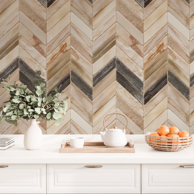 Neutraal getinte Chevron en Herringbone Behang (Creator heeft geüpload)