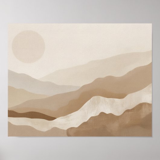 Neutraal getinte gelaagde woestijnlandschap poster (Voorkant)