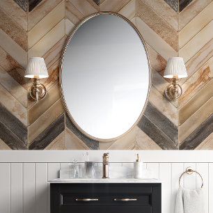 Neutraal getinte herringbone-chevron behang