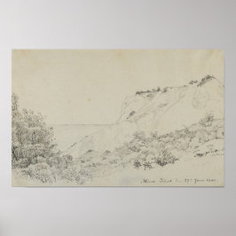Neutraal getinte landschapskunstprint tekening poster
