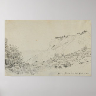 Neutraal getinte landschapskunstprint tekening poster