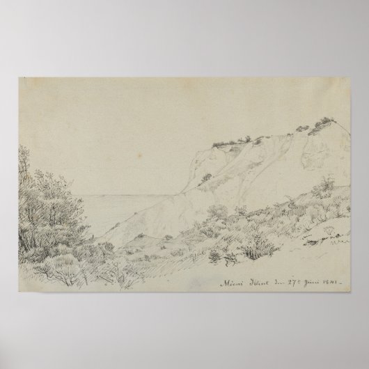 Neutraal getinte landschapskunstprint tekening poster (Voorkant)