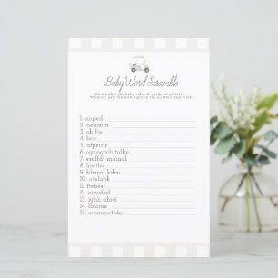 Neutraal golf baby woord scrabble baby shower