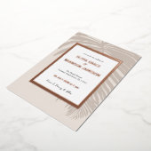 Neutraal Goud Tropisch Palmblad Bruiloft Folie Uitnodiging (Gedraaid)